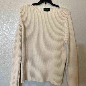 Lauren by Ralph Lauren Cream Ribbed Knit sweater